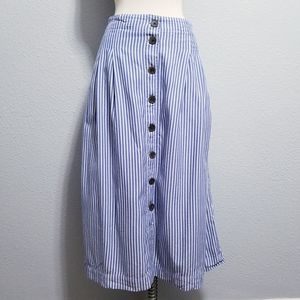 Talbots blue white stripe summer button skirt 8